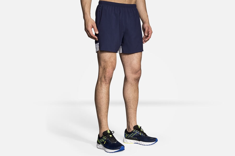 Mens Brooks Go-To 5" Bottoms Navy/White/Navy | 709528-GPQ